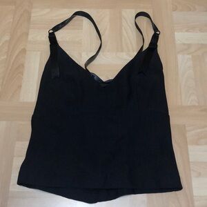 Motor black crop top with satin ties